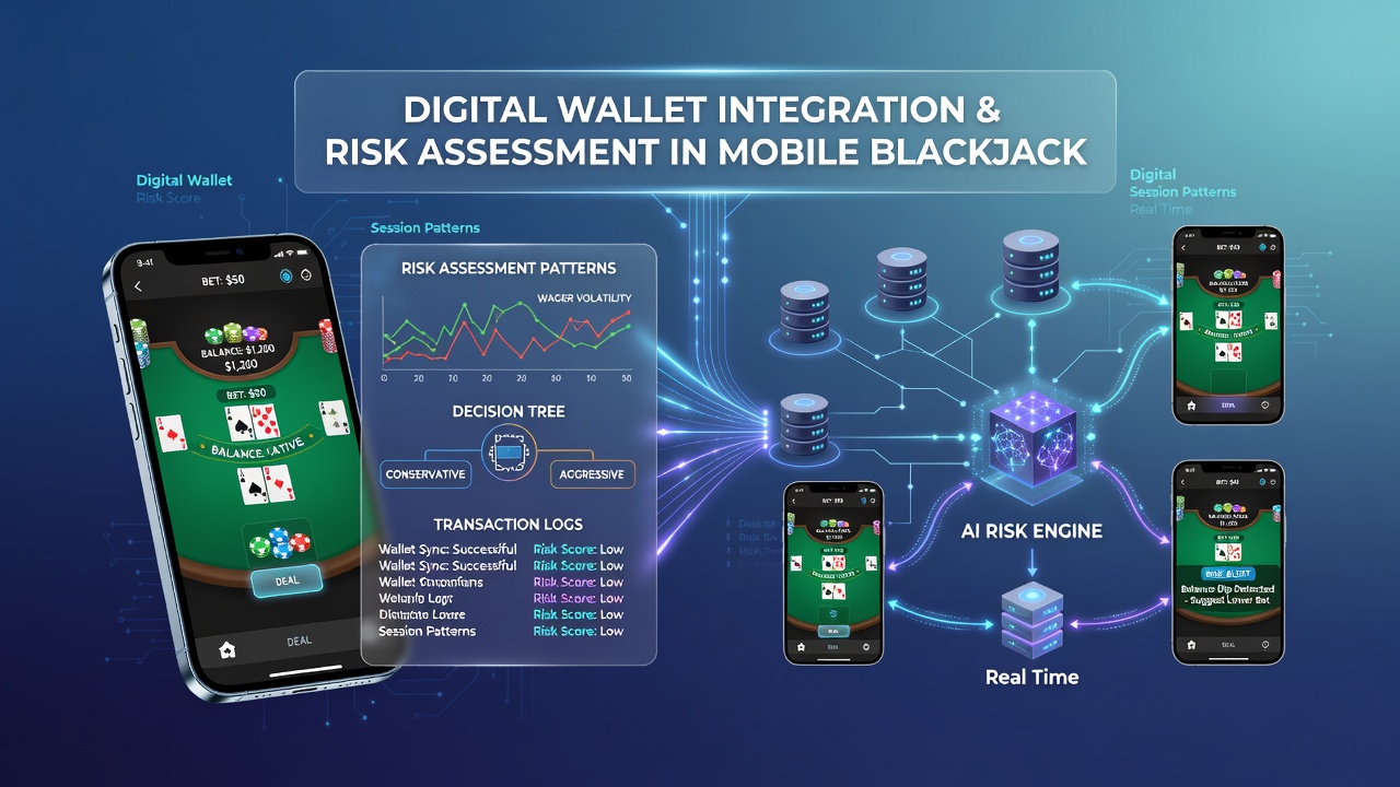 Mobile Blackjack-Session mit Wallet-Integration und Risikoindikatoren auf dem Display