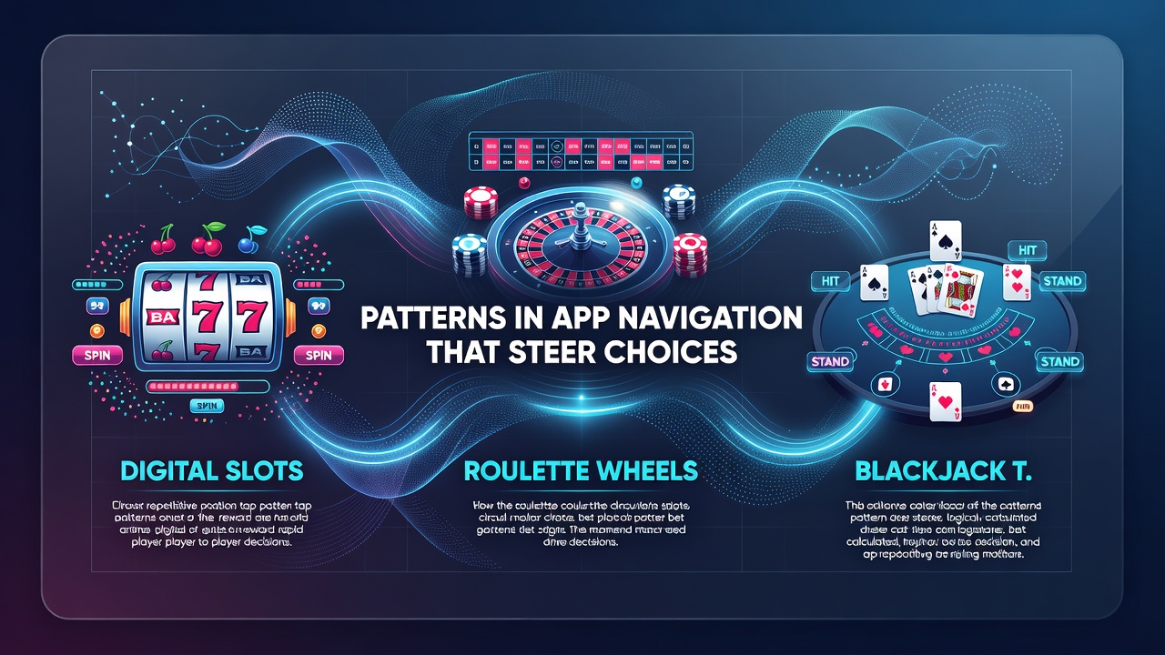 Detailansicht einer Roulette- und Blackjack-Navigationsoberfläche mit interaktiven Elementen in einer digitalen App